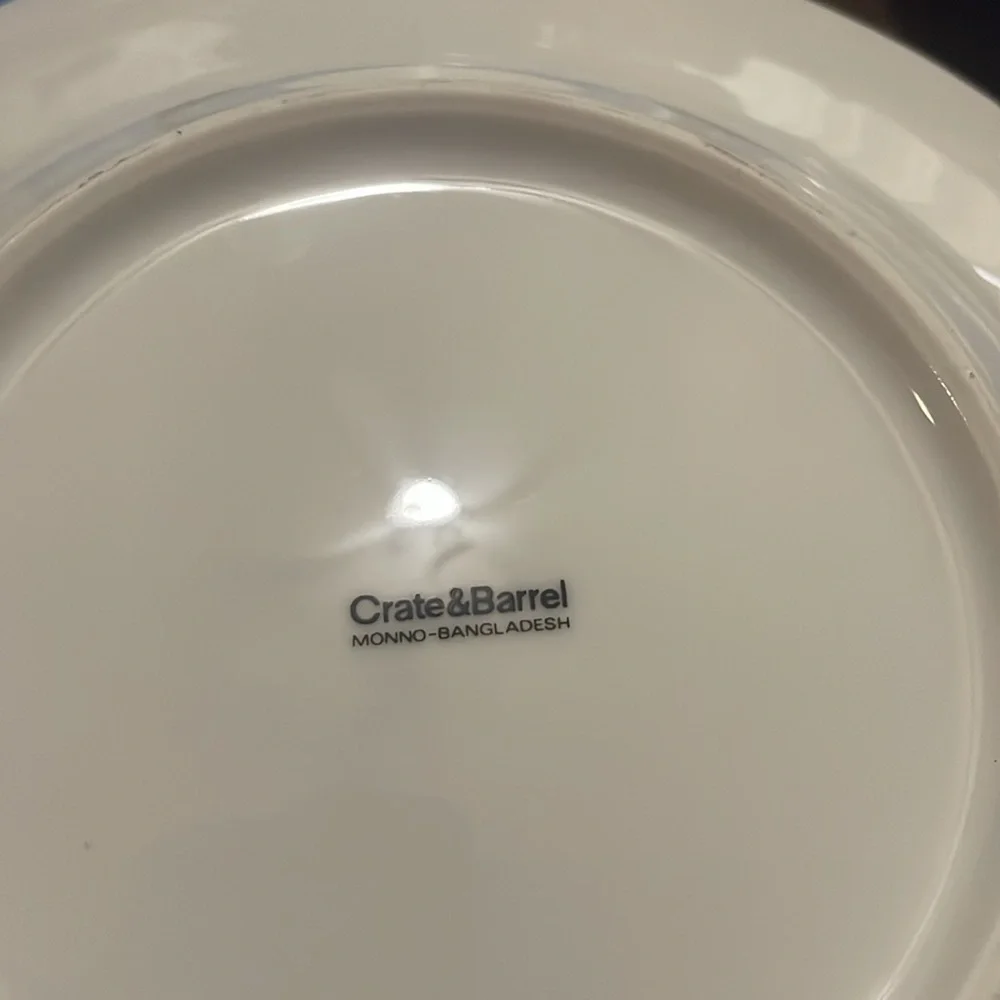 CRATE & BARREL MONNO CIRCLES WHITE/BLUE Rimmed Soup Bowls B78,7pc!!GREAT